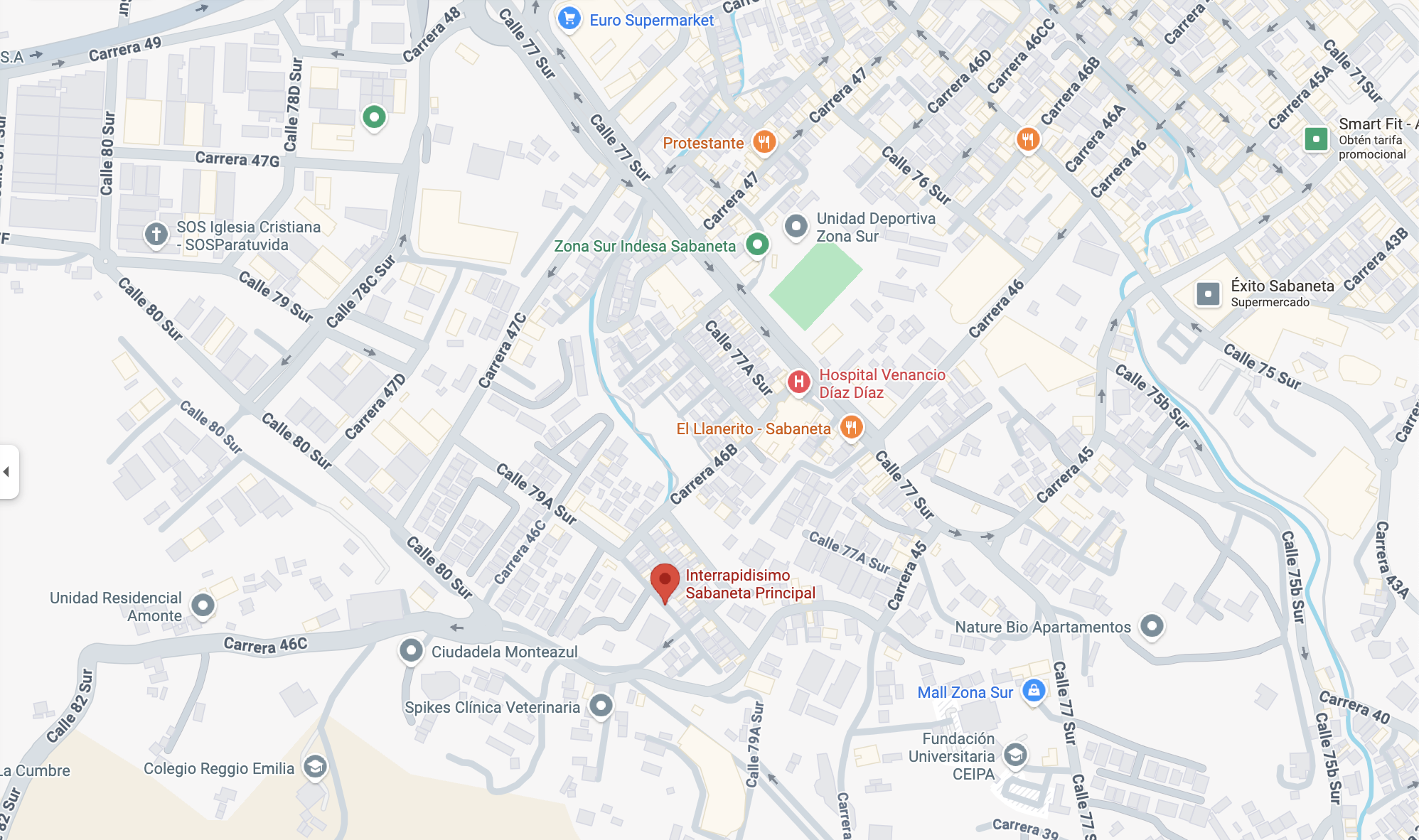 Mapa estático de Interrapidisimo Sabaneta Principal